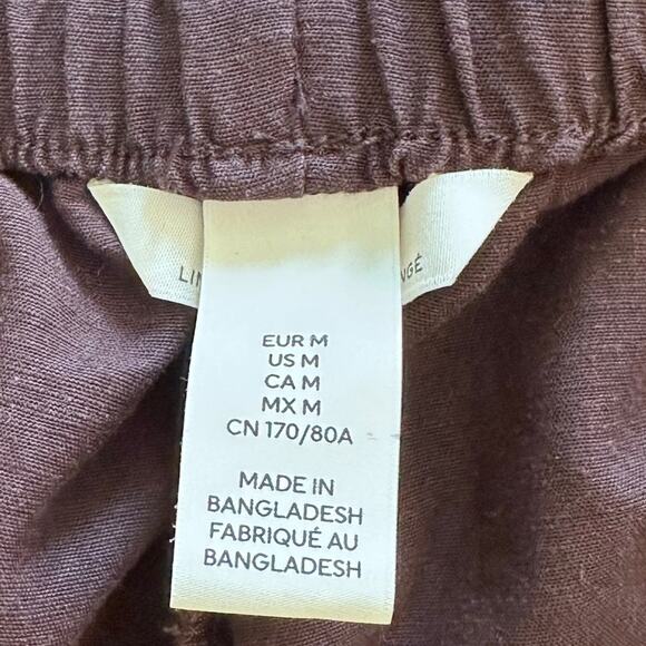 H&M Linen-Blend Drawstring Short, 5" Inseam, Burgundy, Size M - Picture 4 of 7